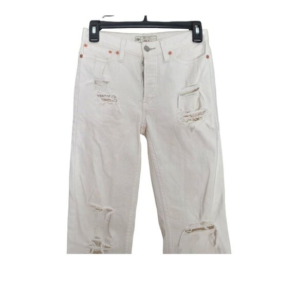Women's - Free People Distressed Straight Leg Jeans, Size 24 - Picture 2 of 9